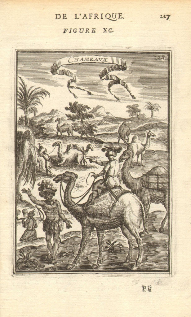 CAMELS. Riding camels. 'Chameaux'. Nubia. Sudan. Egypt. MALLET 1683 old print